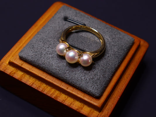 Bypass Collection Akoya Pearl and Diamond Ring