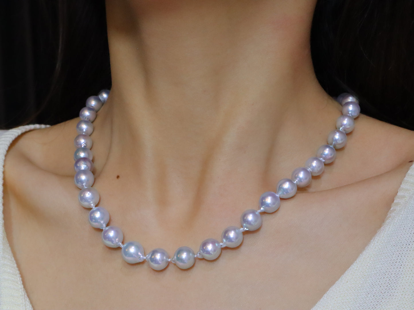 White Akoya Baroque Pearl Necklace 9.0-10.0mm