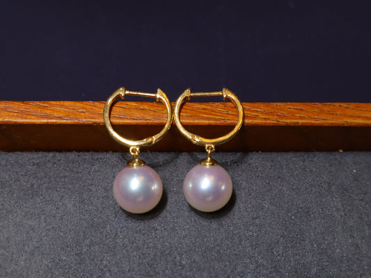 White Akoya AAA Pearl Stud Earrings 18k Yellow Gold 8.0-8.5 mm