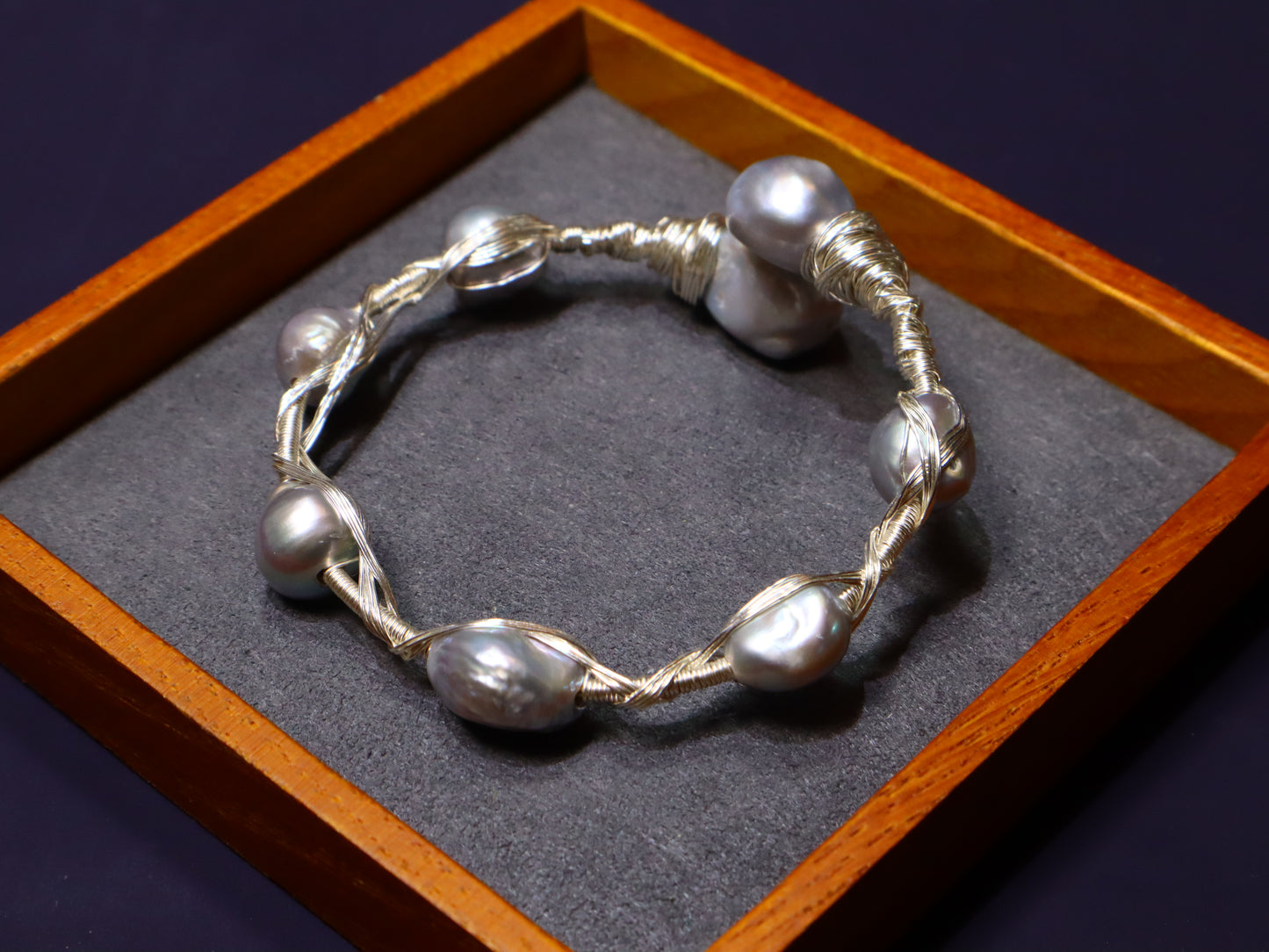 Handmade Silvery Baroque Freshwater Pearl Bracelet