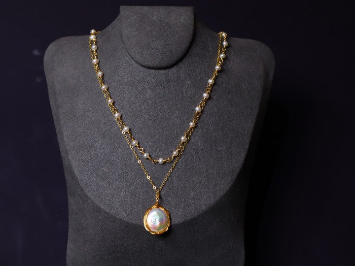 14k Baroque Freshwater Pearl Chain Necklace