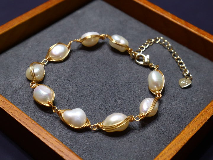 Handmade 7-8mm Baroque Freshwater Pearls Bracelets