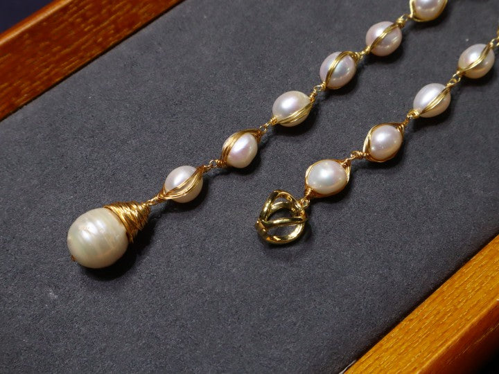 8-9mm & 13-14mm Baroque Freshwater Pearls Necklace