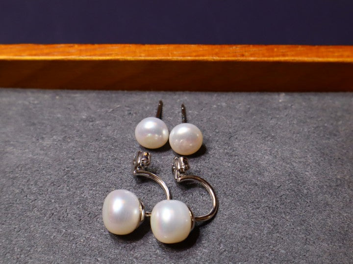 S925 Two style Freshwater Pearl Earring