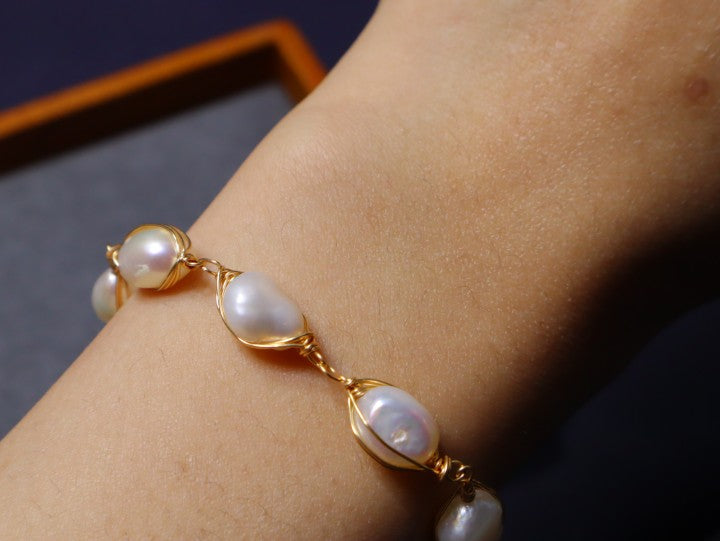 Handmade 7-8mm Baroque Freshwater Pearls Bracelets