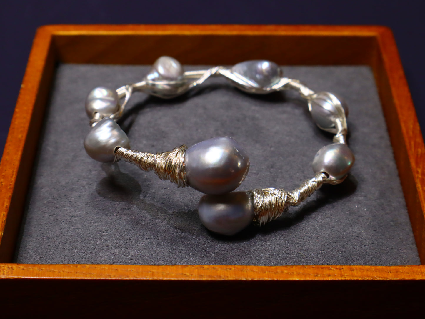 Handmade Silvery Baroque Freshwater Pearl Bracelet