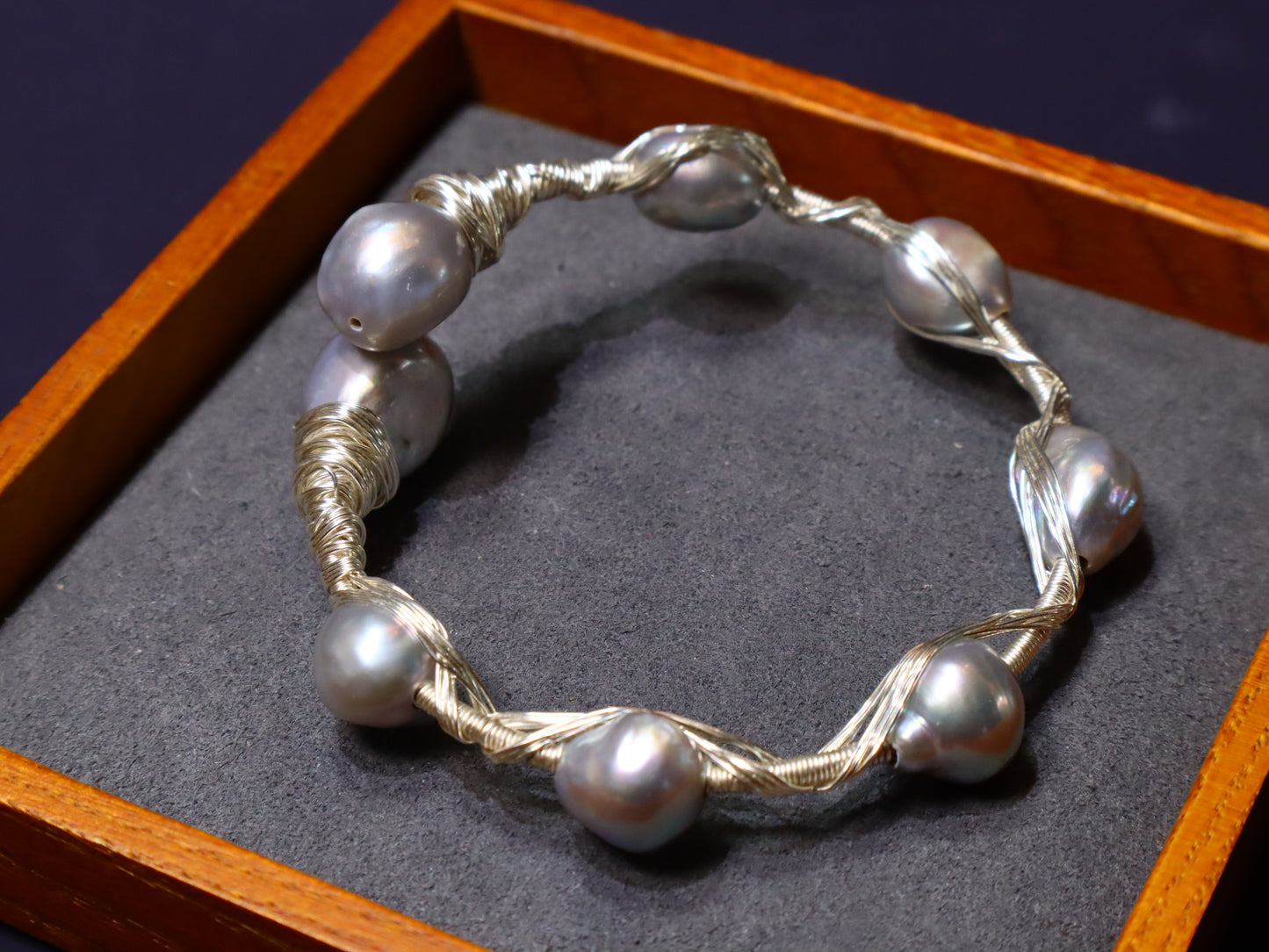 Handmade Silvery Baroque Freshwater Pearl Bracelet