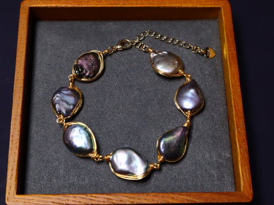 Handmade Purple Color Baroque Freshwater Pearl Bracelet