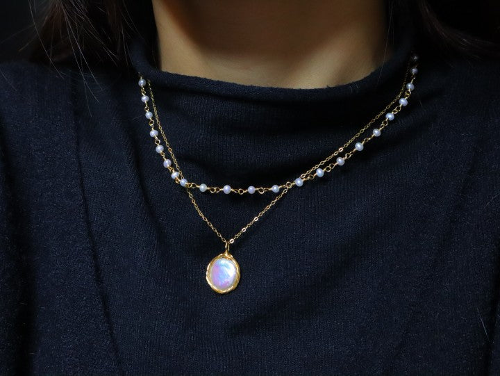 14k Baroque Freshwater Pearl Chain Necklace