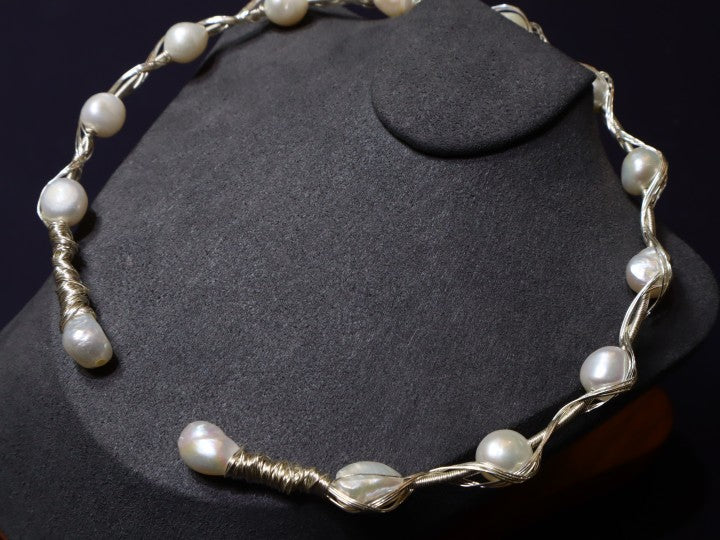 Handmade White Baroque Freshwater Pearl Necklace