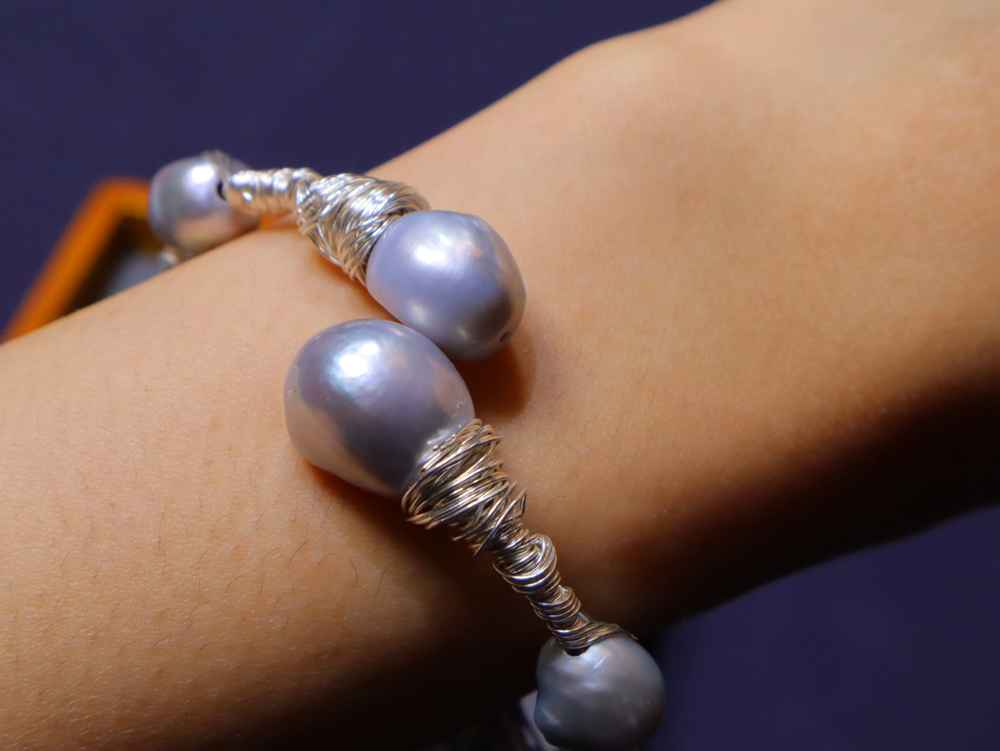 Handmade Silvery Baroque Freshwater Pearl Bracelet