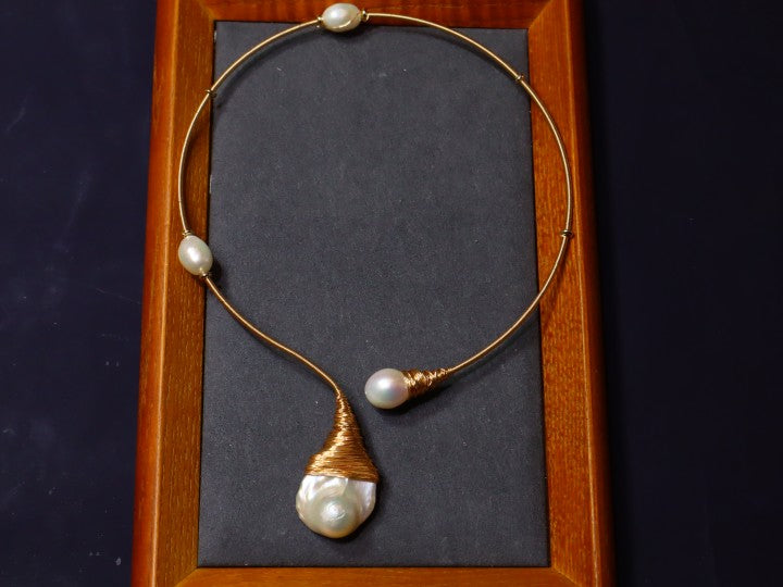 Handmade Four Baroque Freshwater Pearls Necklace